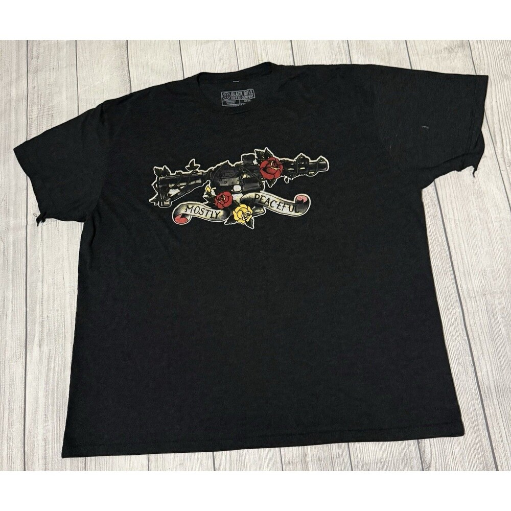 Mostly Peaceful Black Rifle Coffee Co. Graphic T-Shirt Size 3XL XXXL